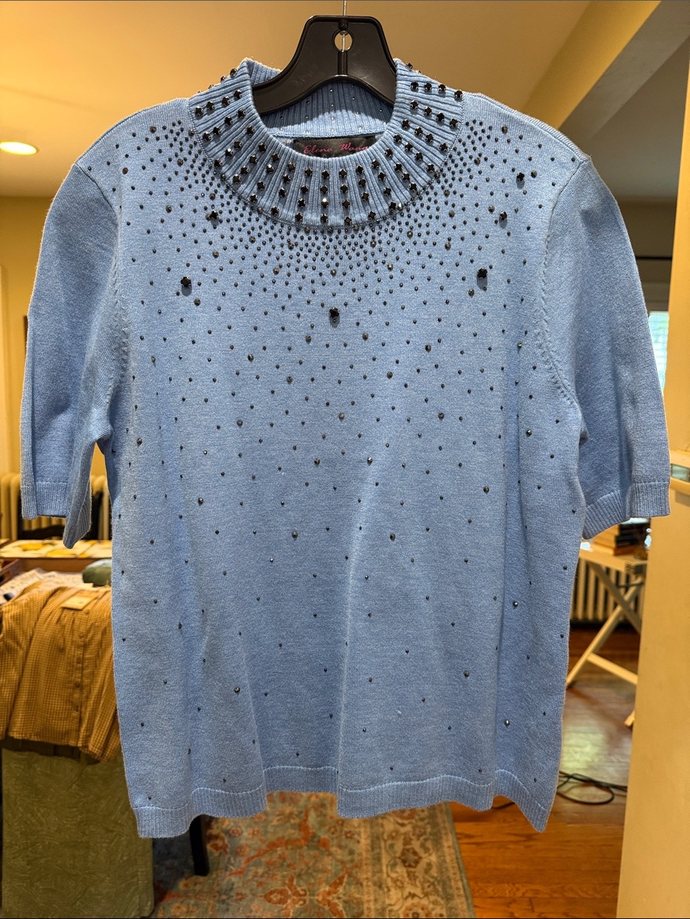 Light Blue Embellished Cowl Sweater